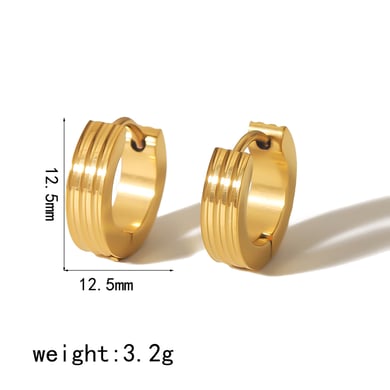 1 pair of simple classic 18k gold plated stainless steel geometric hoop earrings for women jewelry daily wear h5 Picture2