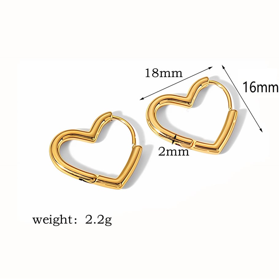 1 pair of simple classic 18k gold-plated stainless steel geometric heart earrings for women's jewelry for daily wear Picture2