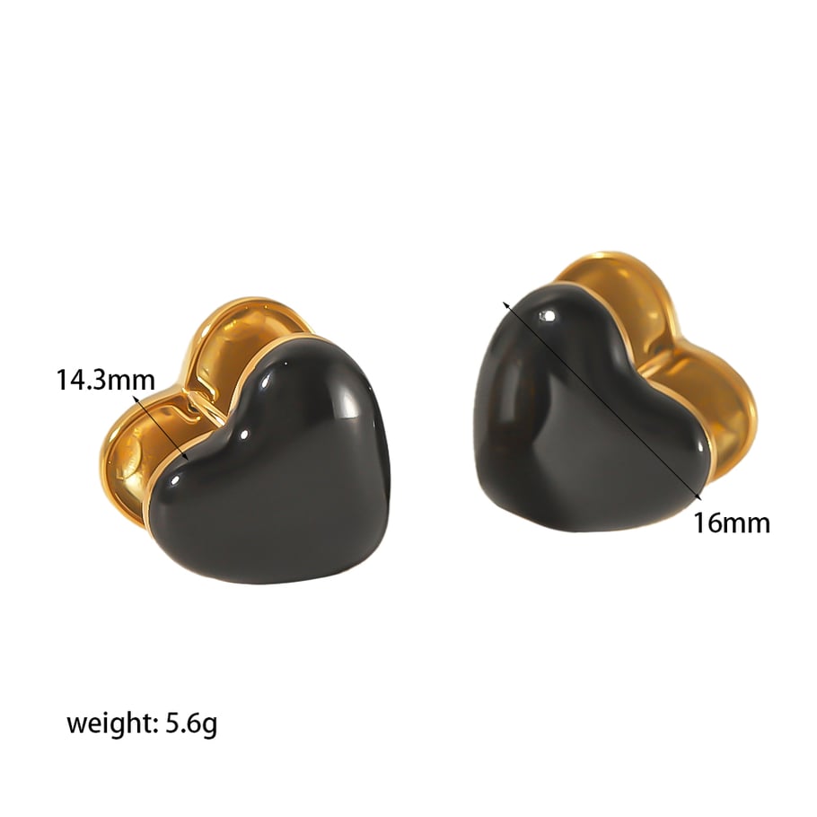 1 Paar Simple Series Sweet Heart Edelstahl 18 Karat vergoldete Damen-Ohrstecker Bild2