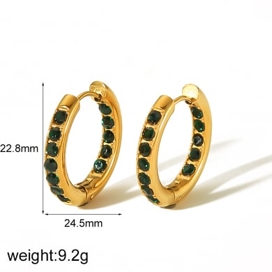 1 Paar Creolen aus der Simple Series mit süßen geometrischen Zirkonia-Steinen aus Edelstahl, 18 Karat vergoldet h5 Bild2