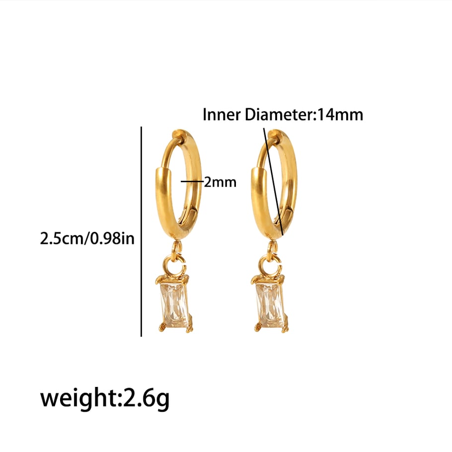1 Paar Simple Series Tägliche geometrische 18 Karat vergoldete Zirkonia-Ohrringe für Damen Bild2
