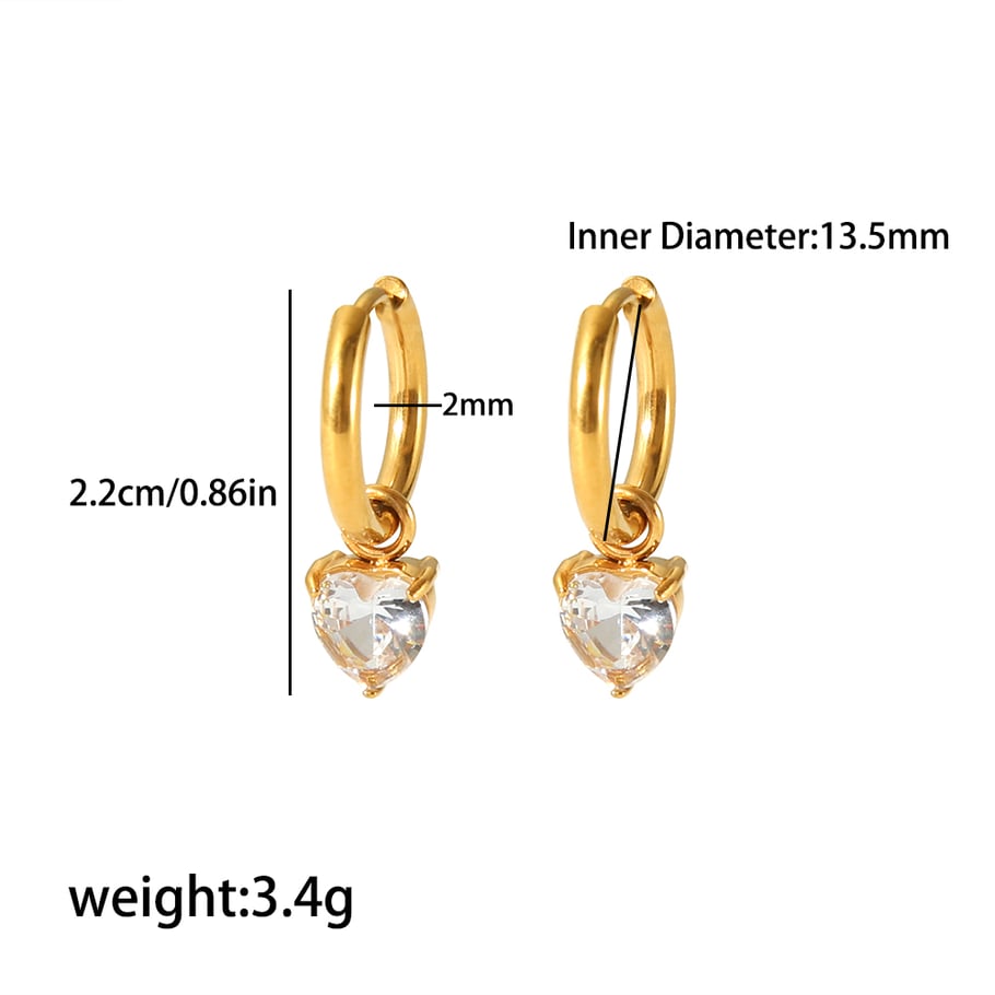 1 pair simple series daily geometric  gold plated zircon women drop earrings Picture2