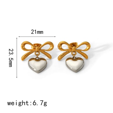 1 Paar kreative und modische Ohrringe mit Schleifenanhänger aus 18 Karat vergoldetem Edelstahl, farblich passend für Damenschmuck zum täglichen Tragen h5 Bild2