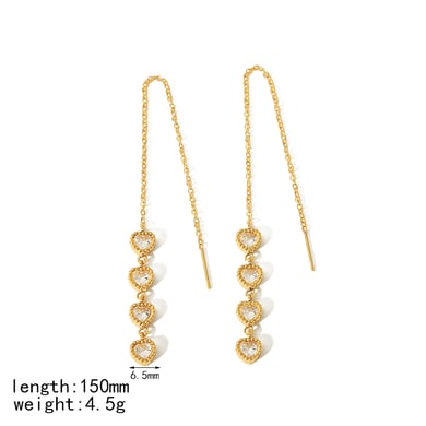 1 pair of stylish stainless steel cubic zirconia heart geometric earrings for women's daily jewelry h5 Picture2