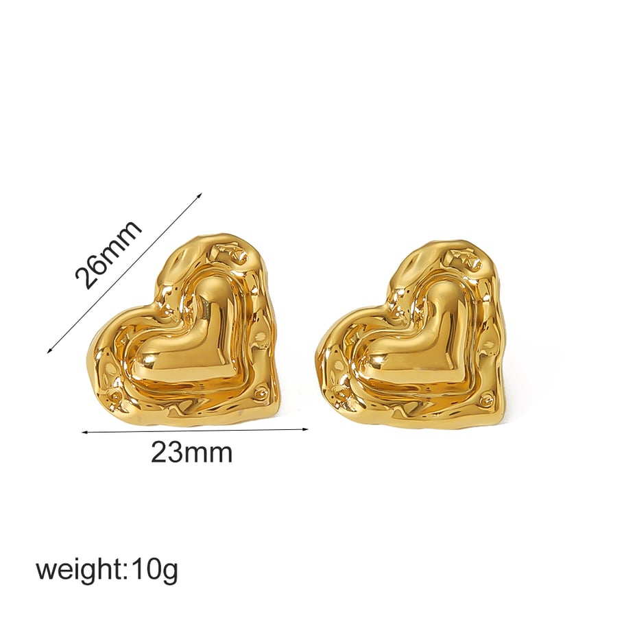 1 Paar 1 Paar exquisite und modische dreidimensionale Herzohrringe aus 18 Karat vergoldetem Edelstahl mit Punktdiamanten für den täglichen Gebrauch von Frauen. Bild2