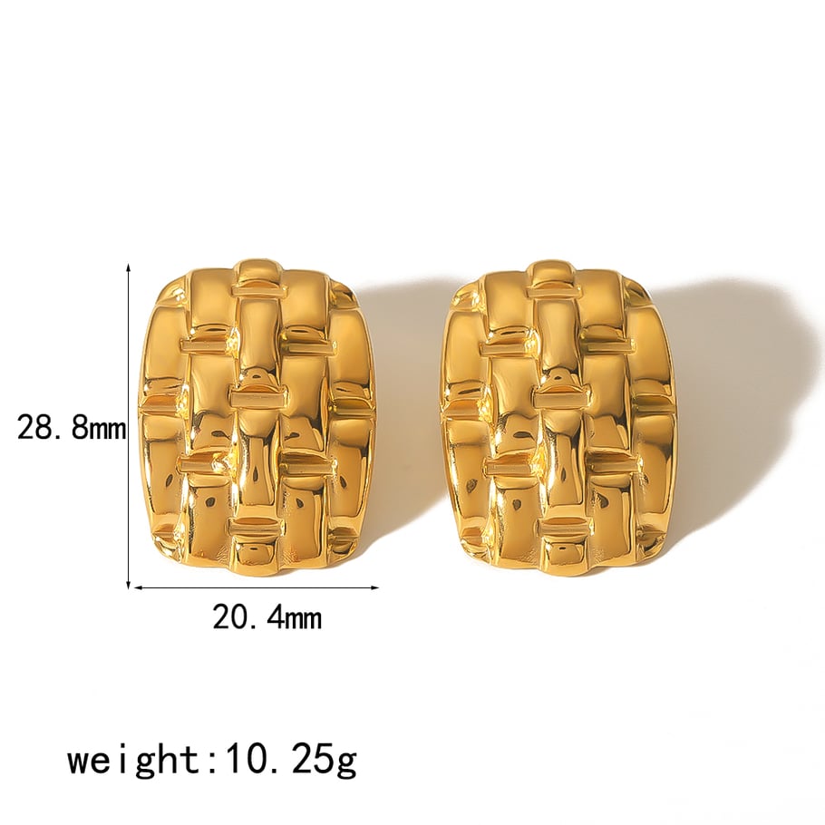 1 Paar personalisierte, klassische Ohrringe aus 18 Karat vergoldetem Edelstahl mit geometrischer Webstruktur für Damenschmuck zum täglichen Tragen Bild2