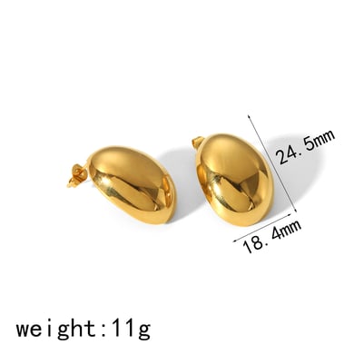 1 pair of classic high quality 18k stainless steel polished oval earrings women jewelry daily wear h5 Picture2
