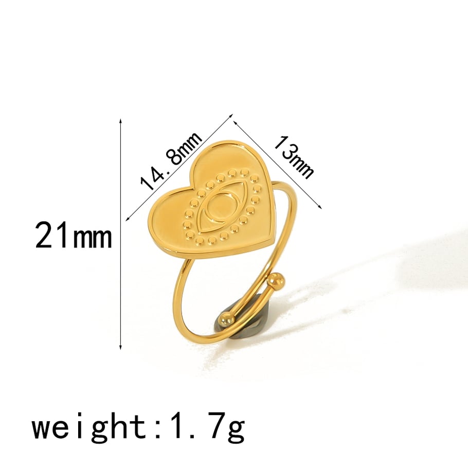 1 Stück klassischer, modischer, 18 Karat vergoldeter Edelstahlring in Herzform mit Schmetterlingsmotiv für Damenschmuck zum täglichen Tragen Bild2