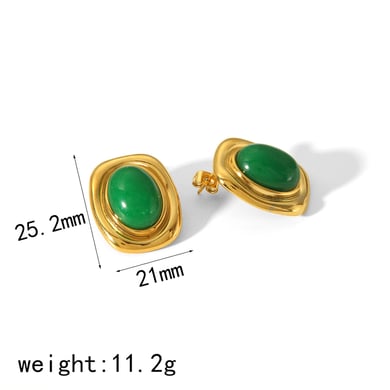 1 pair of classic 18k gold-plated stainless steel square geometric tiger eye stone earrings for women's daily wear h5 Picture2