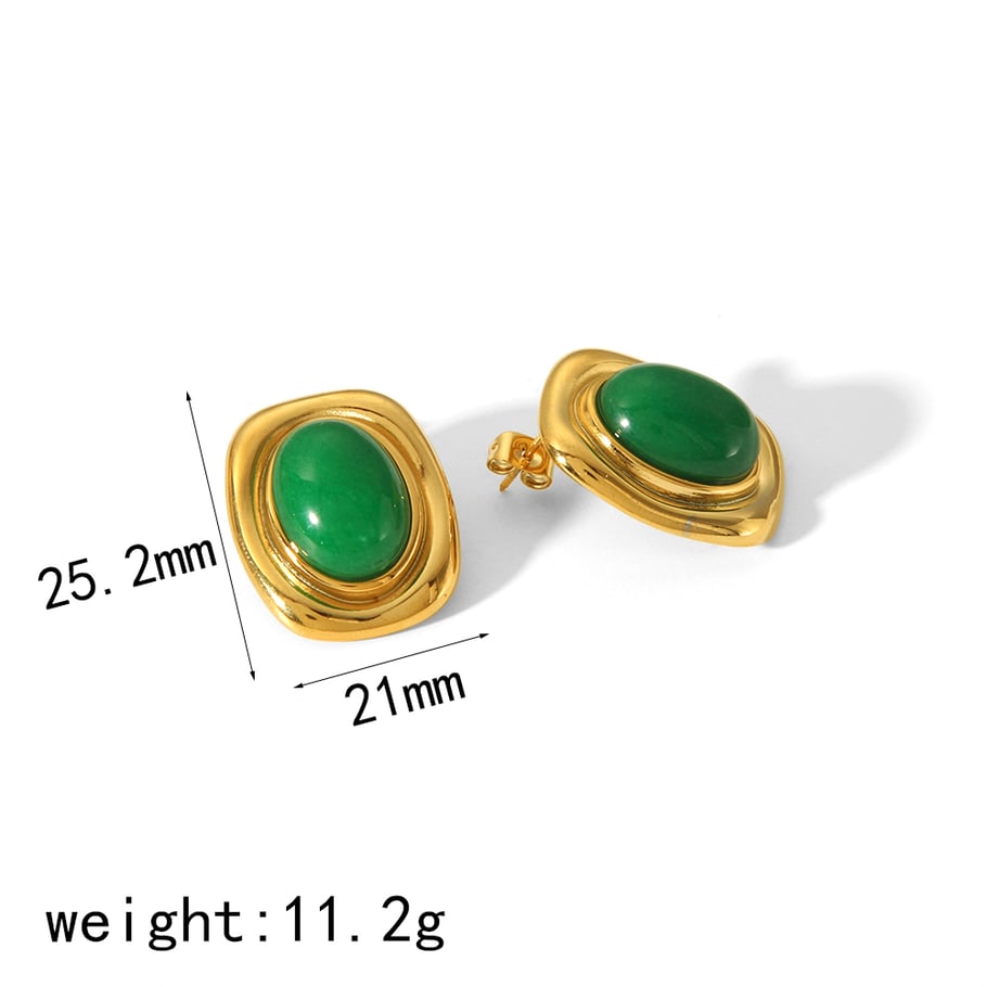 1 pair of classic 18k gold-plated stainless steel square geometric tiger eye stone earrings for women's daily wear Picture2