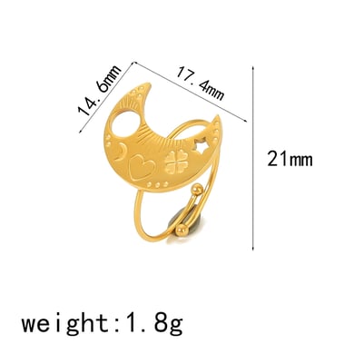 1 piece of classic fashion 18k gold-plated stainless steel butterfly love heart-shaped adjustable ring for women's jewelry for daily wear h5 Picture2