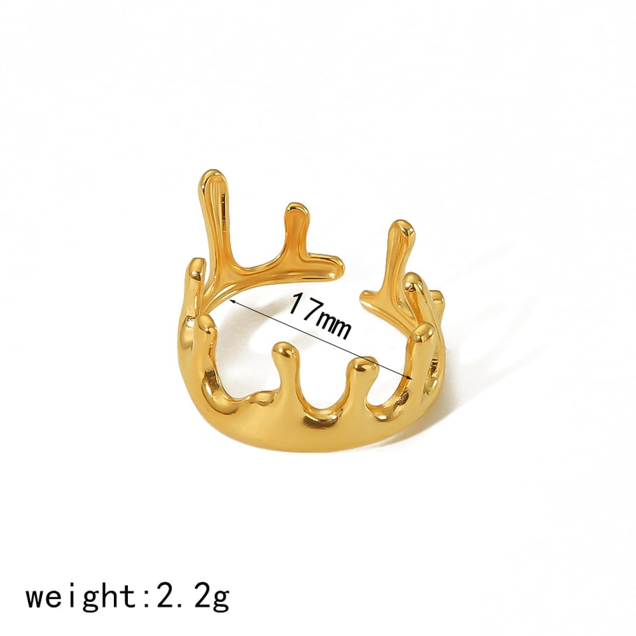 1 piece of simple and fashionable 18k gold-plated stainless steel irregular geometric open ring suitable for women's daily wear Picture2