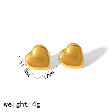 1 pair of elegant and fashionable 18k gold-plated stainless steel geometric texture heart earrings for women's jewelry for daily wear h5 Picture2