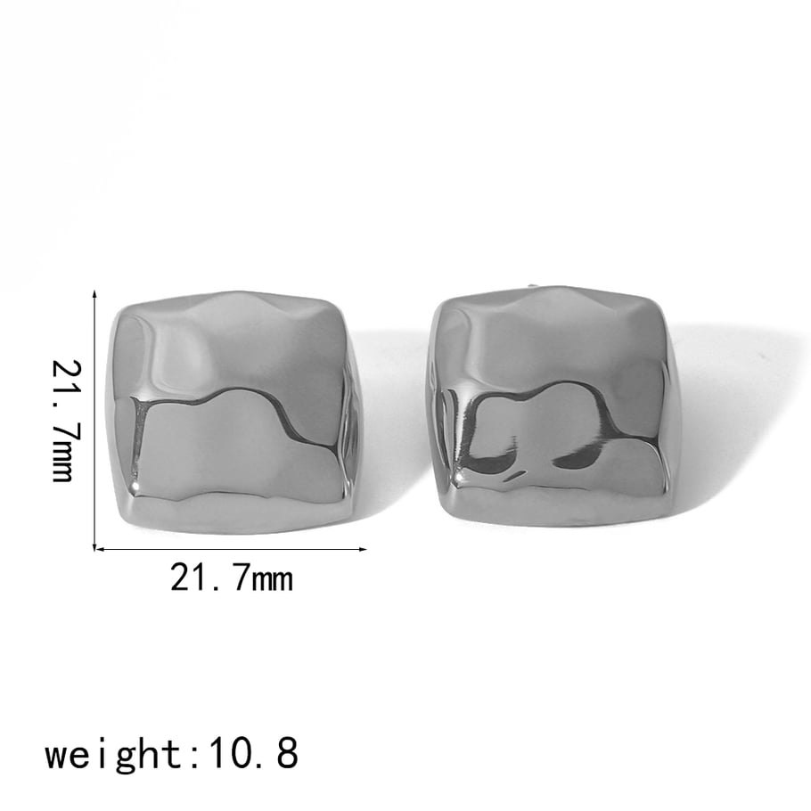 1 pair of simple classic  gold-plated stainless steel geometric square polyhedron earrings for women's jewelry for daily wear Picture2
