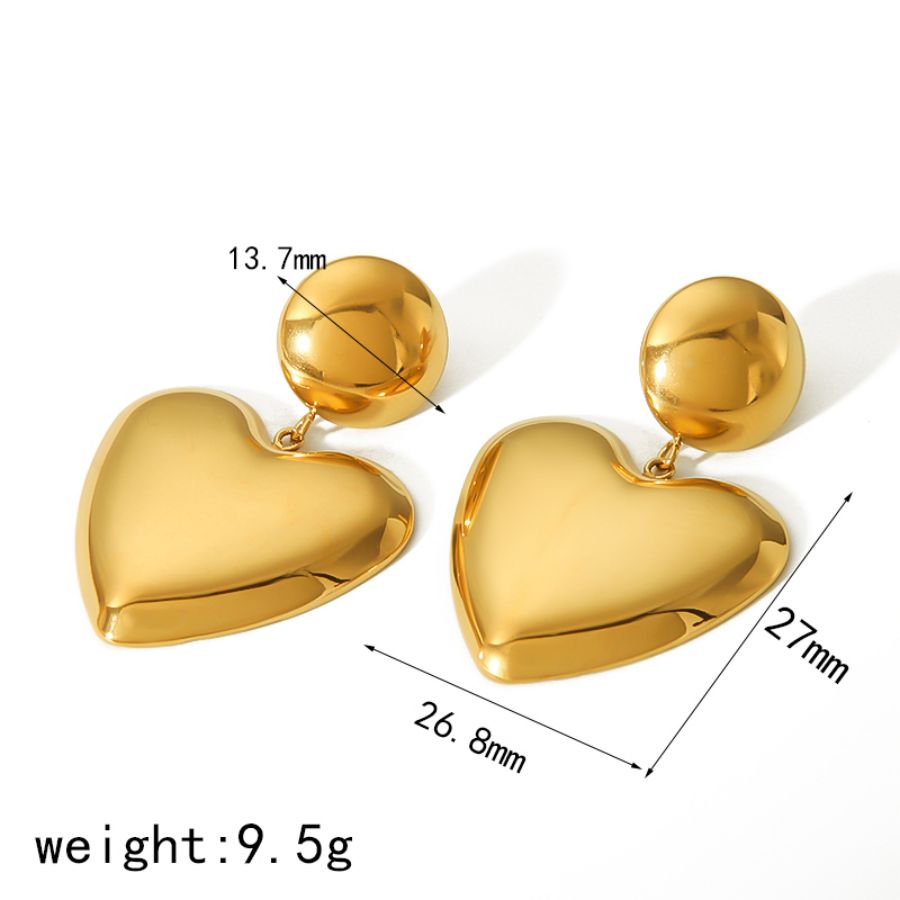1 pair of personalized fashion 18k gold-plated stainless steel glossy geometric oval love pendant earrings for women's jewelry for daily wear Picture2