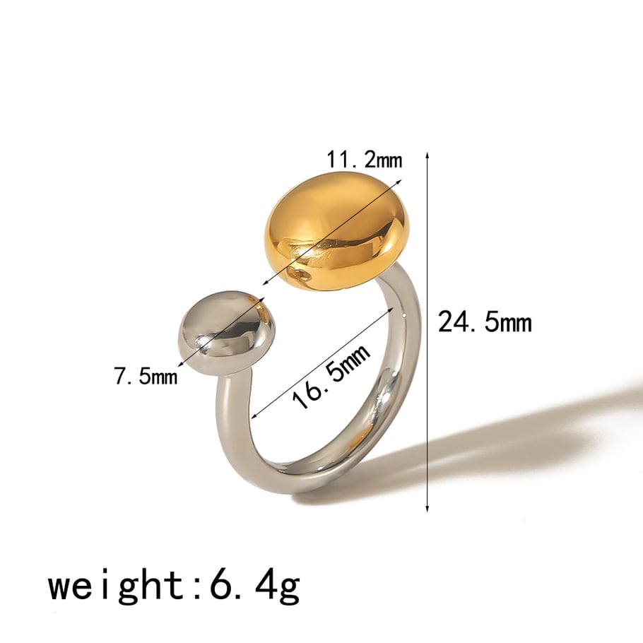 1 piece of stylish and elegant  gold-plated stainless steel geometric round open ring suitable for women's daily wear Picture2