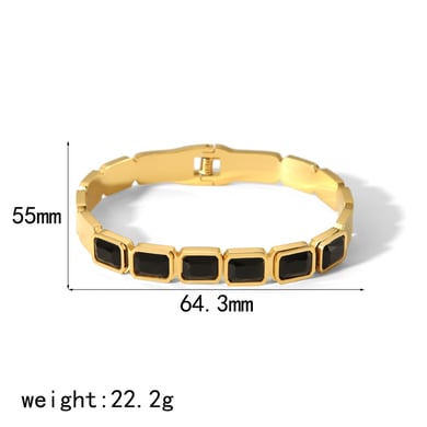1 piece of classic and elegant 18k gold-plated stainless steel square colored zircon bracelet for women jewelry for daily wear h5 Picture2