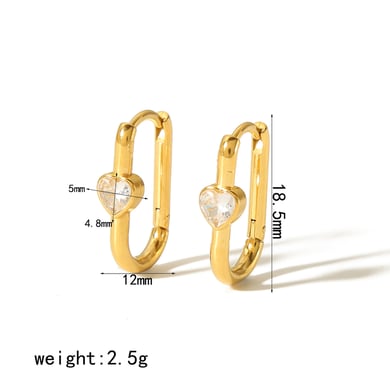 1 Paar schlichte und modische 18 Karat vergoldete Edelstahl-Ohrringe mit Diamant-Herzdraht für den Alltag von Damen h5 Bild2