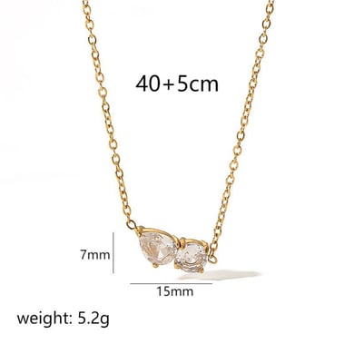 1 Piece Simple Series Simple Droplet 18K Gold Plated Zircon Women Pendant Necklaces h5 Picture2