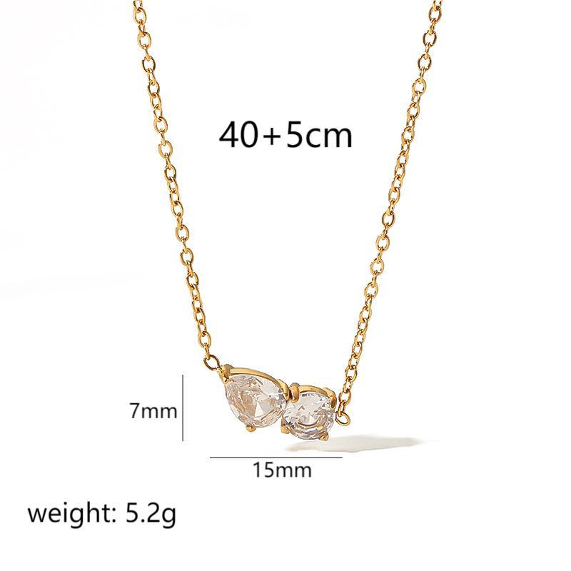 1 Piece Simple Series Simple Droplet 18K Gold Plated Zircon Women Pendant Necklaces Picture2
