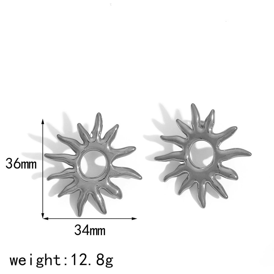 1 pair simple series simple sun/moon  gold plated stud earrings Picture2