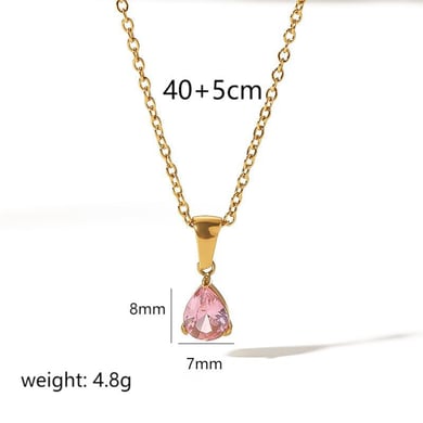 1 Stück Simple Series Simple Droplet 18 Karat vergoldete Zirkonia-Halsketten für Damen h5 Bild2