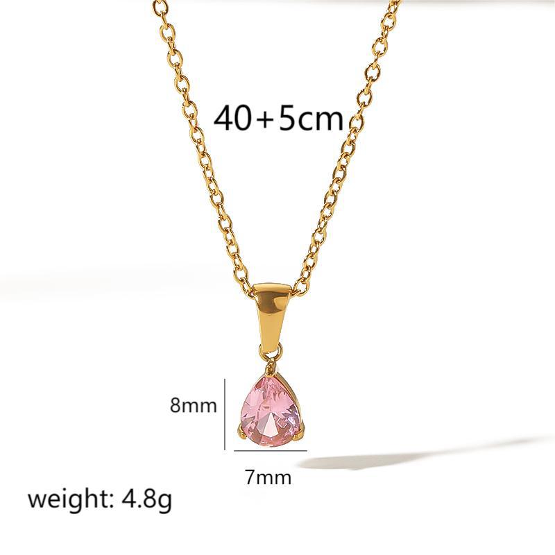 1 Stück Simple Series Simple Droplet 18 Karat vergoldete Zirkonia-Halsketten für Damen Bild2