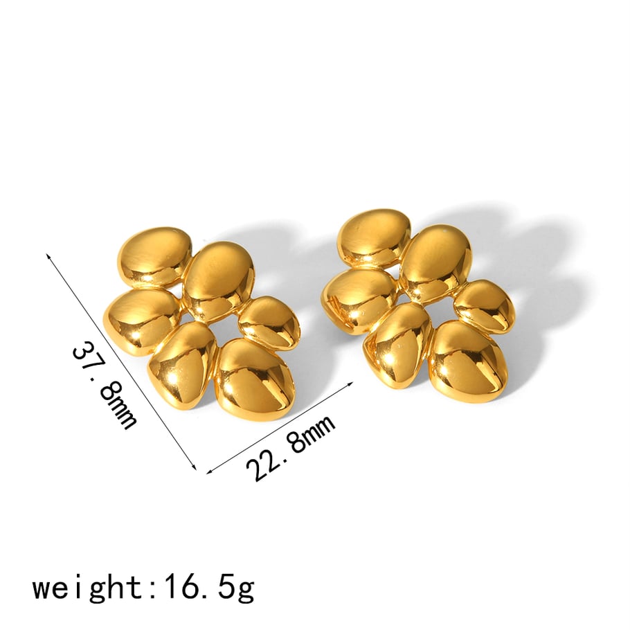 1 pair of classic 18k gold-plated stainless steel irregular geometric spiral earrings for women's daily wear Picture2