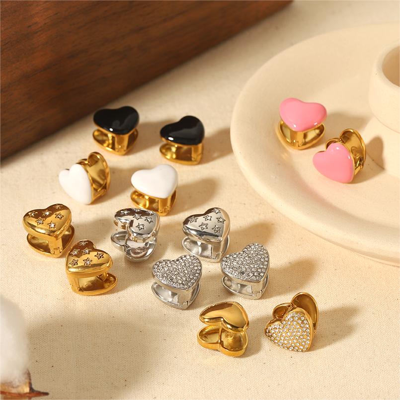1 Paar Simple Series Sweet Heart Edelstahl 18 Karat vergoldete Damen-Ohrstecker 
