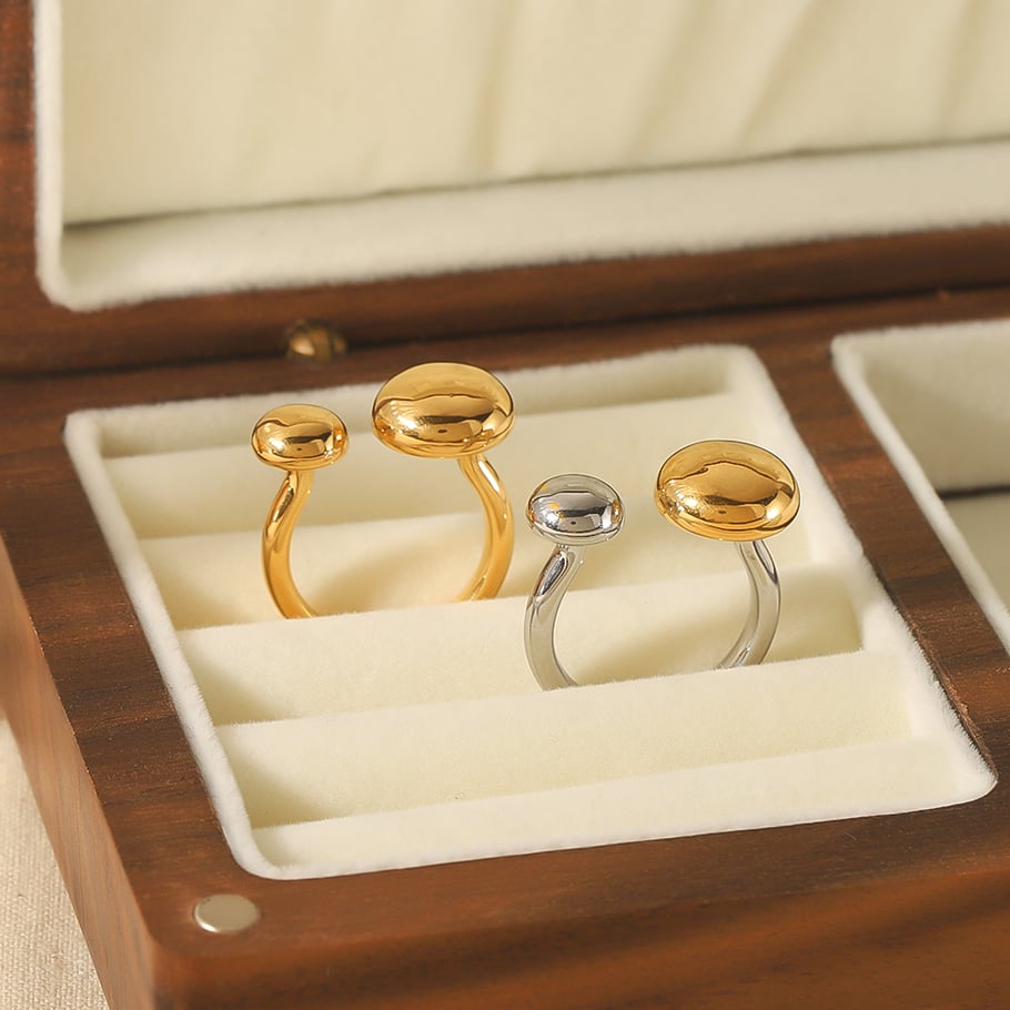 1 Stück stilvoller und eleganter geometrischer, runder, offener Ring aus 18 Karat vergoldetem Edelstahl, geeignet für den Alltag von Frauen 