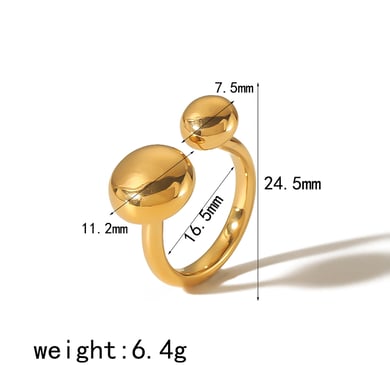 1 Stück stilvoller und eleganter geometrischer, runder, offener Ring aus 18 Karat vergoldetem Edelstahl, geeignet für den Alltag von Frauen h5 Bild2