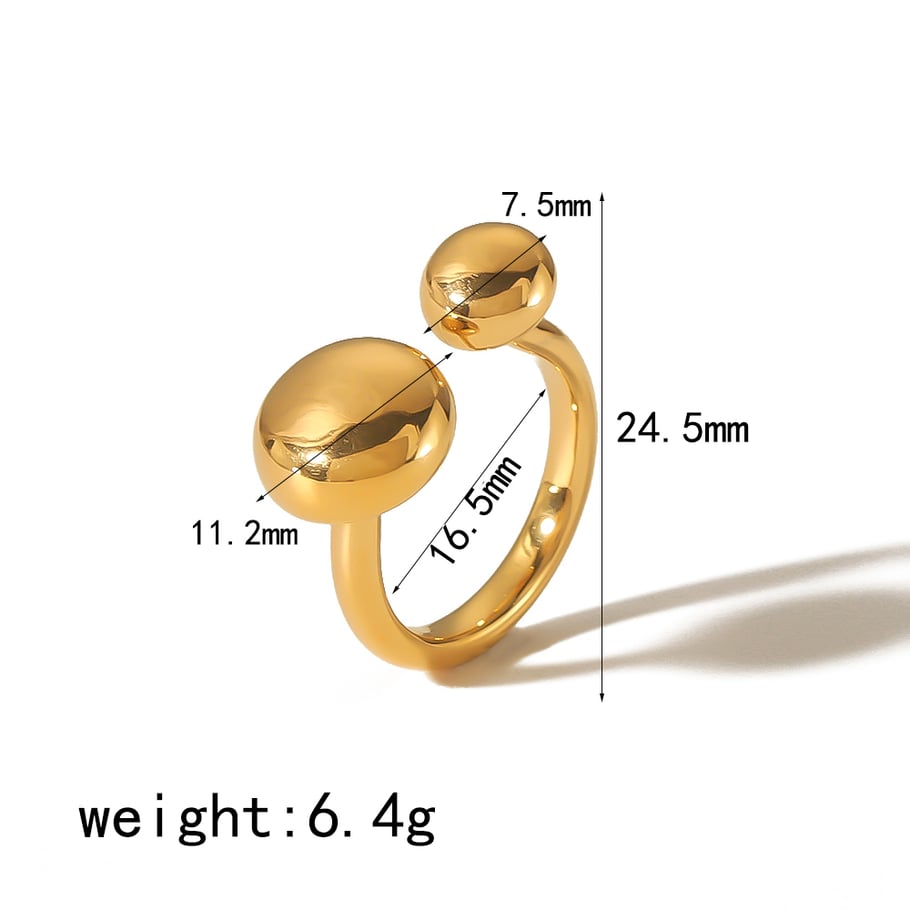 1 Stück stilvoller und eleganter geometrischer, runder, offener Ring aus 18 Karat vergoldetem Edelstahl, geeignet für den Alltag von Frauen Bild2