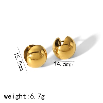 1 pair of simple and stylish 18k gold-plated stainless steel smooth spherical double-sided ear clips suitable for women's daily wear h5 Picture2