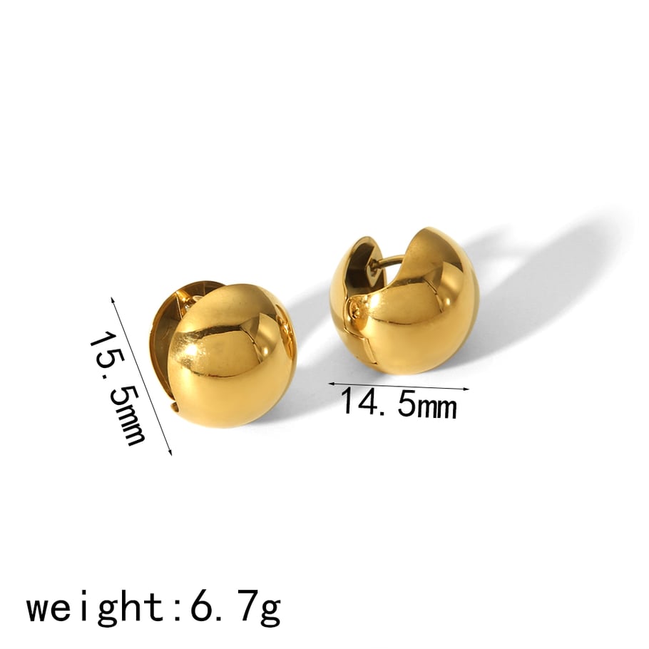 1 pair of simple and stylish 18k gold-plated stainless steel smooth spherical double-sided ear clips suitable for women's daily wear Picture2