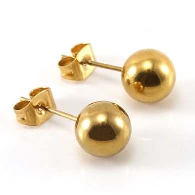 1 pair simple series simple solid color stainless steel  gold plated artificial pearl women stud earrings h5 Picture2