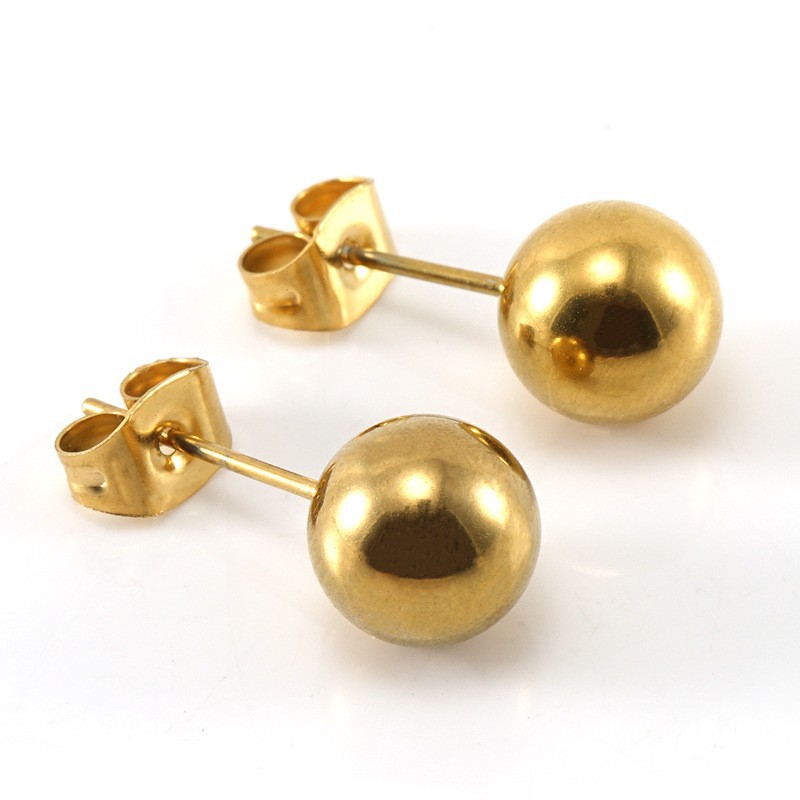 1 pair simple series simple solid color stainless steel  gold plated artificial pearl women stud earrings Picture2