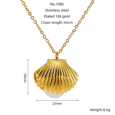 1 Stück Simple Series Simple Turtle Titanstahl 18 Karat vergoldete Kunstperle Damen-Anhänger-Halsketten h5 Bild2