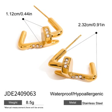 1 Pair Simple Series Daily Geometric Stainless Steel 18K Gold Plated Women Stud Earrings h5 Picture2