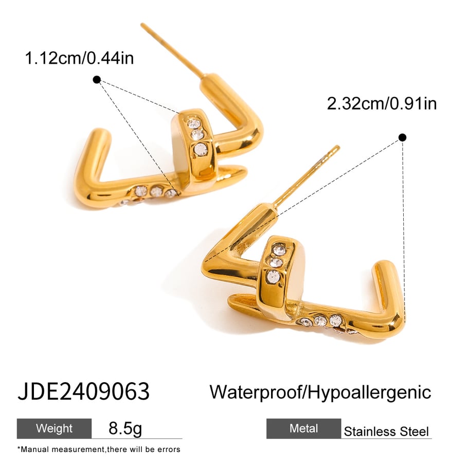 1 Pair Simple Series Daily Geometric Stainless Steel 18K Gold Plated Women Stud Earrings Picture2
