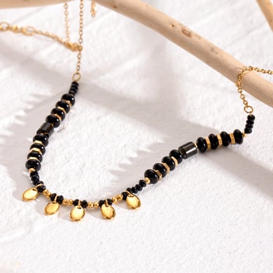1 Stück Simple Series Casual Geometric Edelstahl 18 Karat vergoldet Kristall Damen Anhänger Halsketten h5 