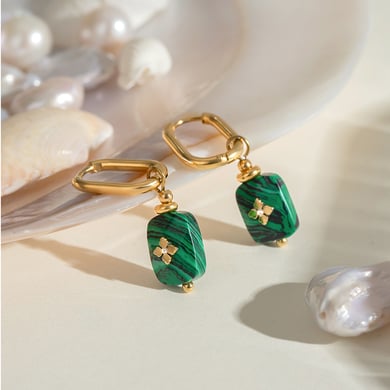 1 Pair Classic Series Elegant Geometric Stainless Steel 18K Gold Plated Women Drop Earrings h5 