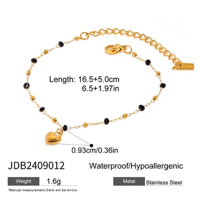 1 Piece Simple Series Sweet Heart Stainless Steel 18K Gold Plated Crystal Women Charm Bracelets h5 Picture2