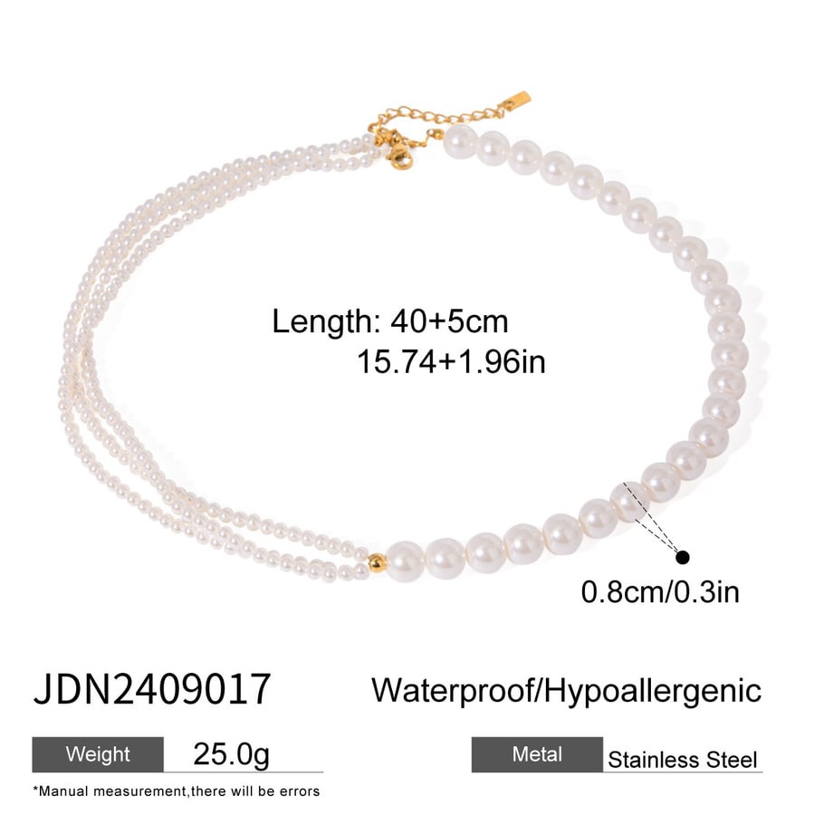 1 Stück Klassische Serie Elegante Perlen Edelstahl 18K vergoldet Frauen Perlen Halsketten Bild2