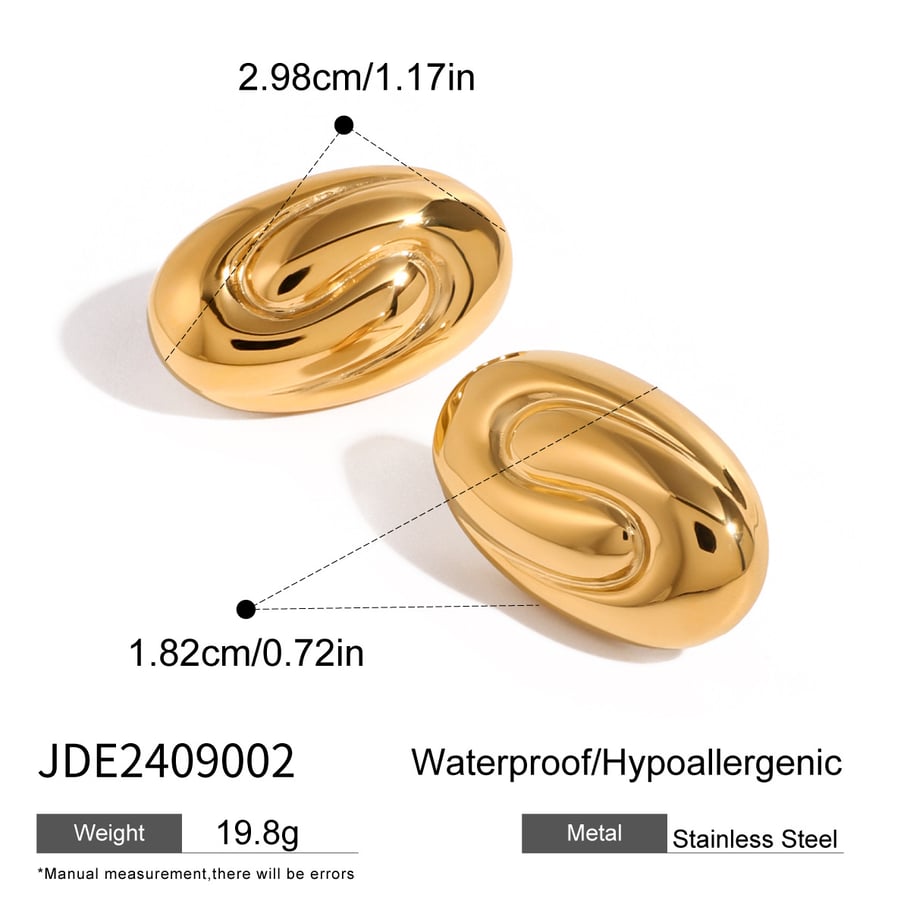 1 Pair Simple Series Simple Geometric Stainless Steel 18K Gold Plated Women Stud Earrings Picture2