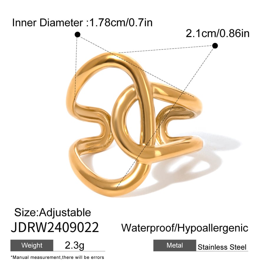 1 Paar Simple Series Casual Geometric Edelstahl 18 Karat vergoldet verstellbare Damenringe Bild2