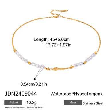 1 Stück Simple Series Elegante Perlen Edelstahl 18 Karat vergoldet Kunstperlen Damen Perlenketten h5 Bild2