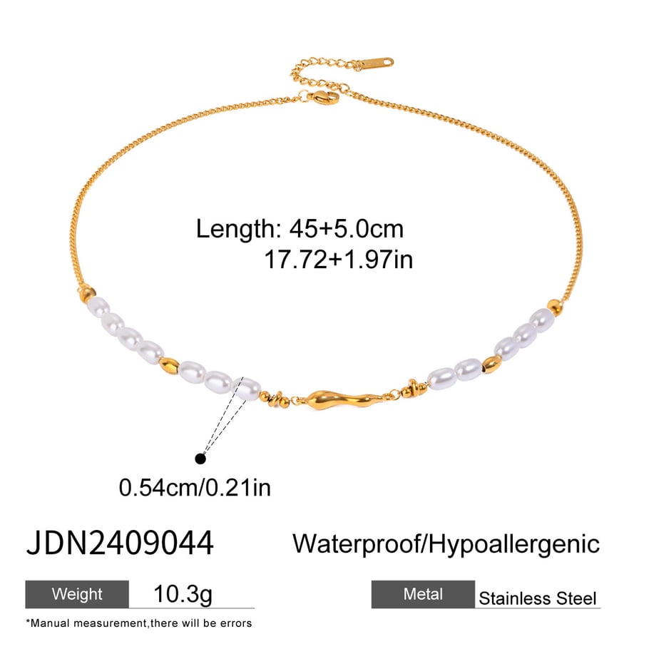 1 Stück Simple Series Elegante Perlen Edelstahl 18 Karat vergoldet Kunstperlen Damen Perlenketten Bild2