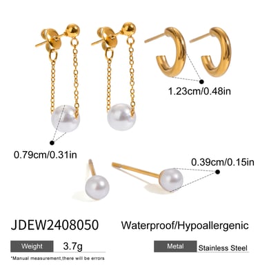 1 Paar Ohrringe im Retro-Stil der Simple Series aus Edelstahl mit 18 Karat vergoldeter Kunstperle für Damen h5 Bild2