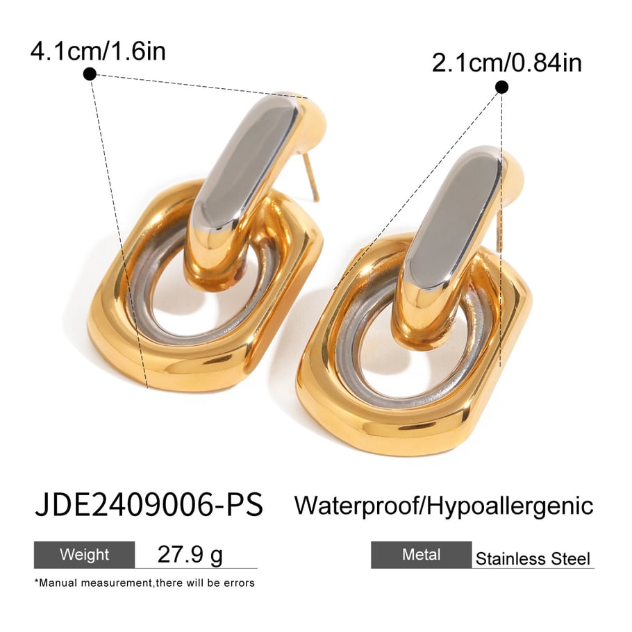 1 Pair Simple Series Casual Geometric Stainless Steel 18K Gold Plated Women Stud Earrings Picture2