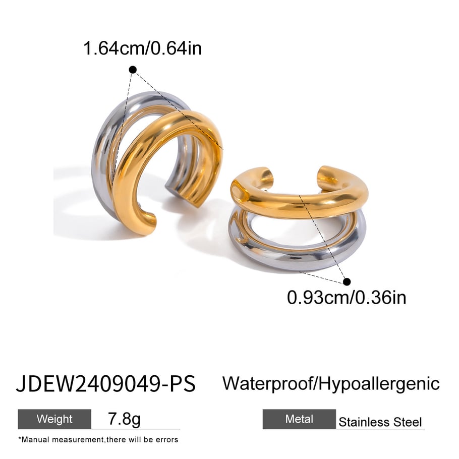 1 Paar Simple Series Casual Geometric Edelstahl 18 Karat vergoldet Damen Clip-on Ohrringe Bild2